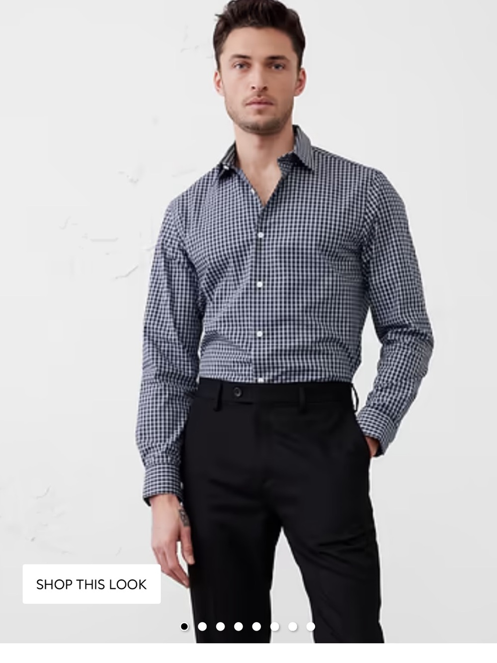 Banana Republic Navy and White Gingham Dress Shirt